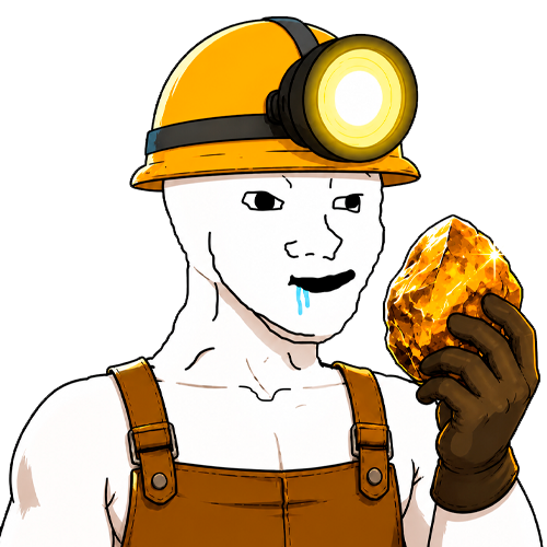 Miner Guy holding a gold nugget