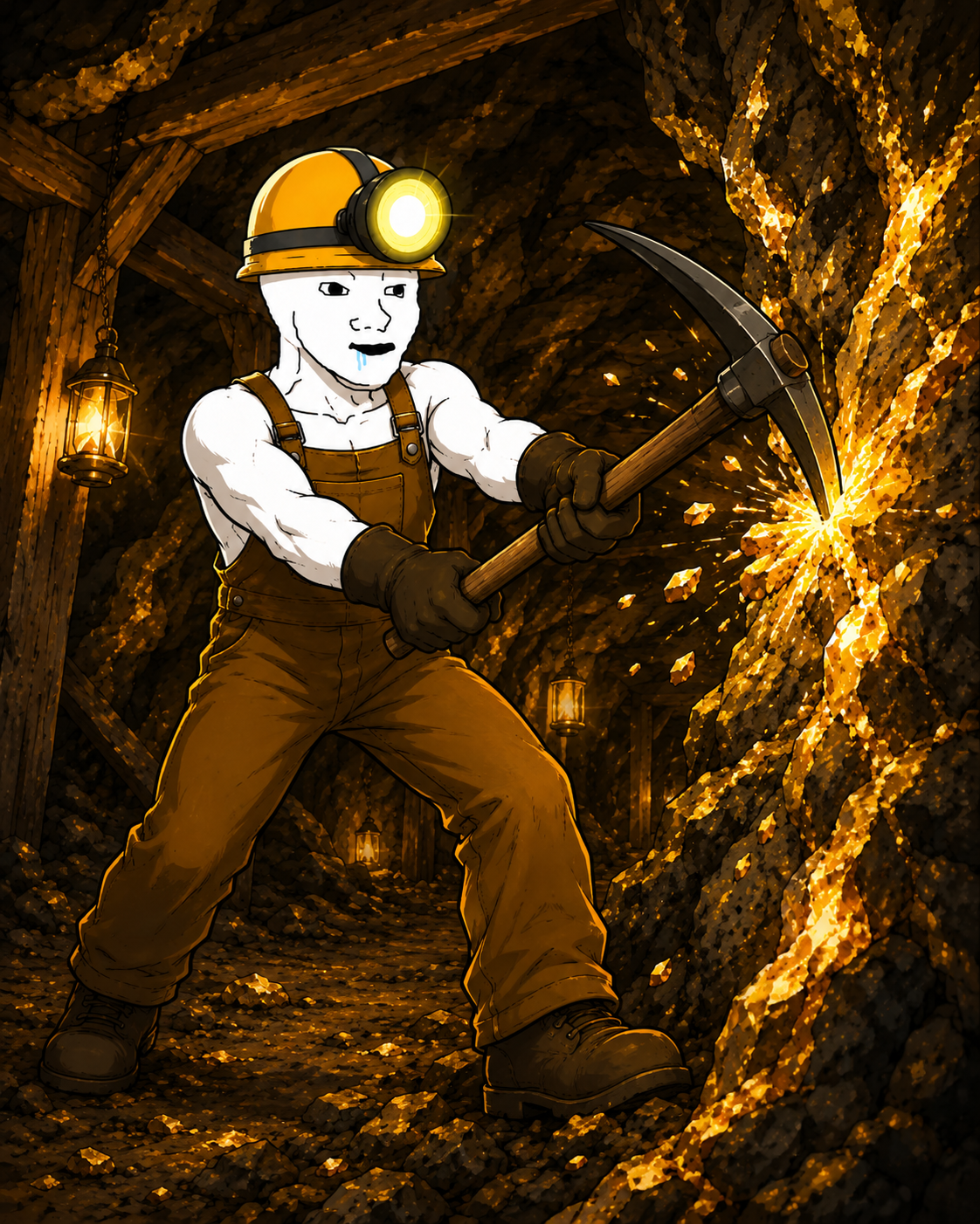 Miner Guy swinging a pickaxe into a gold vein
